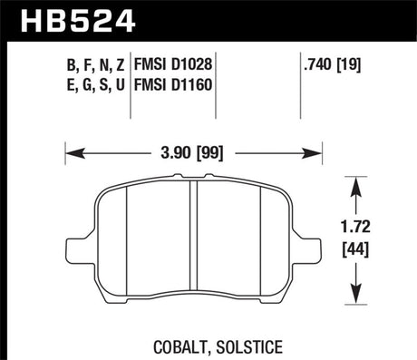 Hawk 05-07 Cobalt SS / 08-09 HHR / 04+ Malibu / 07A+ G5 GT / 06+ G6 / HPS Street Front Brake Pads Hawk Performance Brake Pads - Performance  AXOPROS