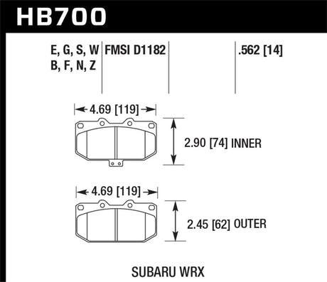 Hawk 06-07 Subaru WRX HPS Street Brake Pads Hawk Performance Brake Pads - Performance  AXOPROS