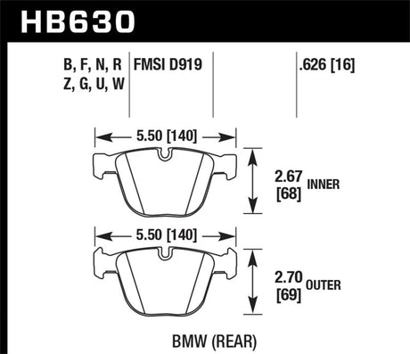 Hawk 06-10 BMW M5/M6 DC60 Rear Brake Pads Hawk Performance Brake Pads - Racing  AXOPROS