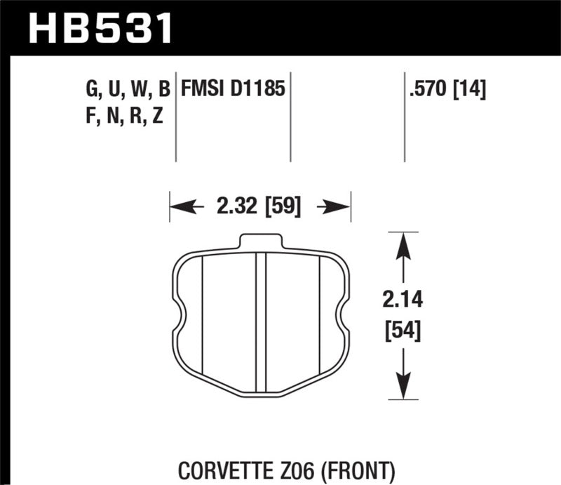 Hawk 06-10 Chevy Corvette (OEM Pad Design) Front HP+ Sreet Brake Pads Hawk Performance Brake Pads - Performance  AXOPROS
