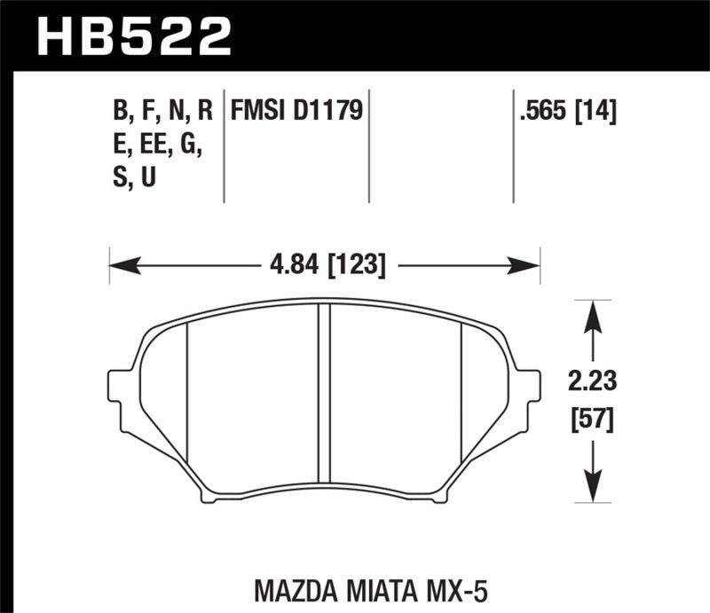 Hawk 06-10 Mazda Miata Mx-5 Front HPS Sreet Brake Pads Hawk Performance Brake Pads - Performance  AXOPROS