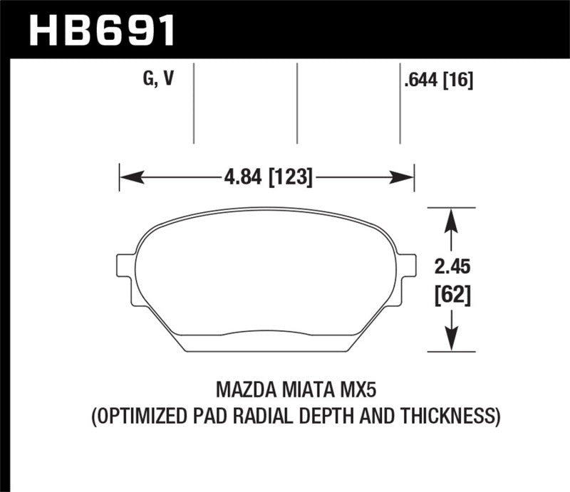Hawk 06-14 Mazda MX-5 DTC-60 Race Front Brake Pads Hawk Performance Brake Pads - Racing  AXOPROS