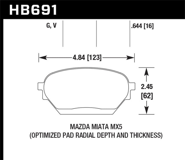 Hawk 06-14 Mazda MX-5 DTC-60 Race Front Brake Pads Hawk Performance Brake Pads - Racing  AXOPROS