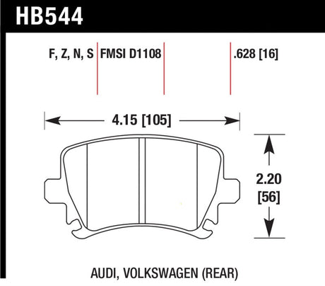 Hawk 06 Audi A6 Quattro Avant / 06-09 A6 Quattro  HP+ Rear Brake Pads Hawk Performance Brake Pads - Performance  AXOPROS