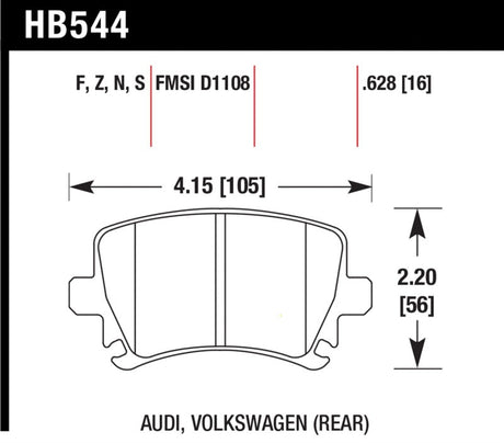 Hawk 06 Audi A6 Quattro Avant / 06-09 A6 Quattro  HP+ Rear Brake Pads Hawk Performance Brake Pads - Performance  AXOPROS