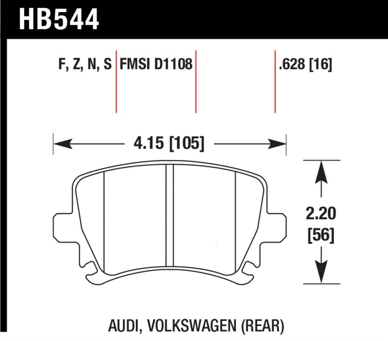 Hawk 06 Audi A6 Quattro Avant/06-09 A6 Quattro HT-10 Rear Brake Pads Hawk Performance Brake Pads - Racing  AXOPROS