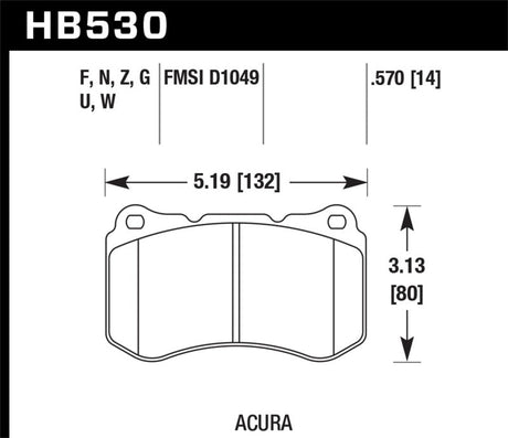 Hawk 07-08 Acura TL Type S DTC-60 Race Front Brake Pads Hawk Performance Brake Pads - Racing  AXOPROS