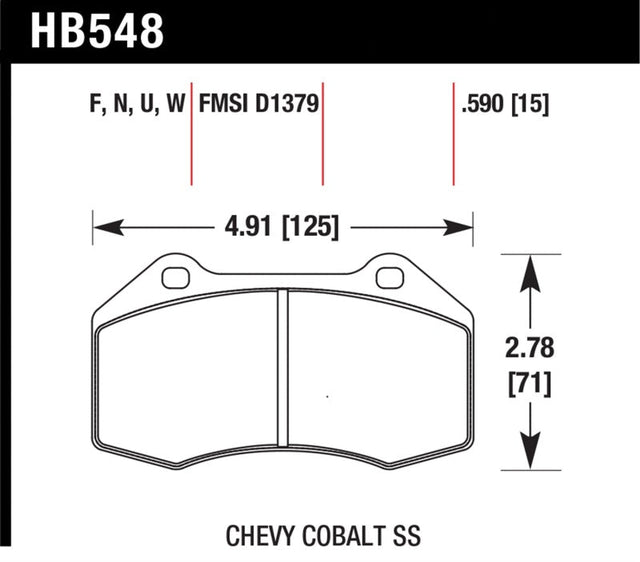 Hawk 08-10 Chevrolet Cobalt / HHR HPS 5.0 Front Brake Pads Hawk Performance Brake Pads - Performance  AXOPROS
