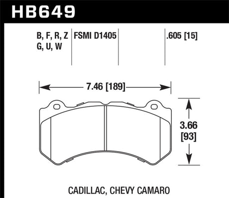 Hawk 08-12 Cadillac CTS-V / 12 Jeep Grand Cherokee (WK2) SRT8 DTC-60 Front Race Brake Pads Hawk Performance Brake Pads - Racing  AXOPROS