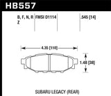 Hawk 08 WRX Rear HP+ Street Brake Pads Hawk Performance Brake Pads - Performance  AXOPROS