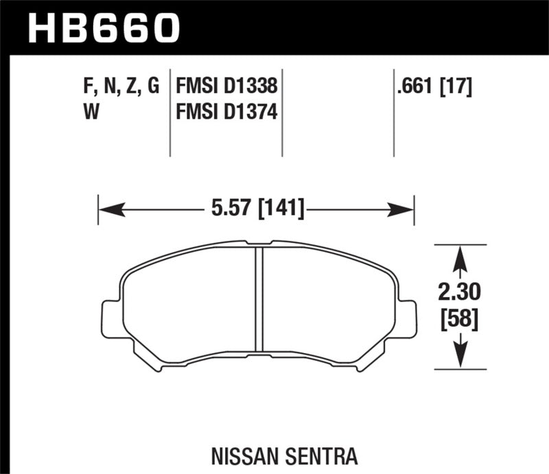 Hawk 09-10 Nissan Maxima / 08-10 Rogue / 07-09 Sentra SE-R / 10  Sentra SE-R M/T HPS Street Front Br Hawk Performance Brake Pads - Performance  AXOPROS