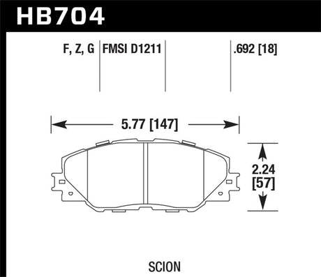 Hawk 09-10 Pontiac Vibe 2.4L / 11-12 Scion tC HPS Front Street Brake Pads Hawk Performance Brake Pads - Performance  AXOPROS