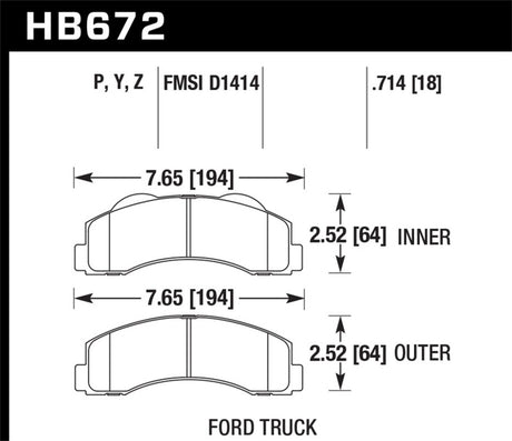 Hawk 10-11 Ford Expedition/F-150 SVT Raptor / 10-11 F-150 Front Street Brake Pad Hawk Performance Brake Pads - OE  AXOPROS
