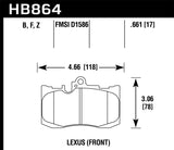 Hawk 13-17 Lexus GS350/GS350 F Sport / 12-17 Lexus IS350 HPS Street Front Brake Pads Hawk Performance Brake Pads - Performance  AXOPROS