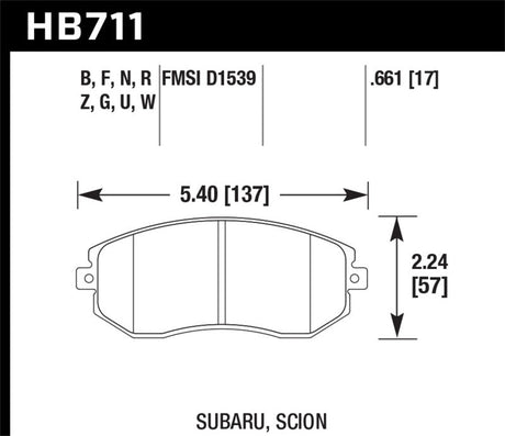 Hawk 13 Subaru BRZ/13 Legacy 2.5i / 13 Scion FR-S DTC-30 Front Street Brake Pads Hawk Performance Brake Pads - Racing  AXOPROS