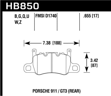 Hawk 14-17 Porsche 911 GT3 DTC-60 Race Rear Brake Pads Hawk Performance Brake Pads - Racing  AXOPROS
