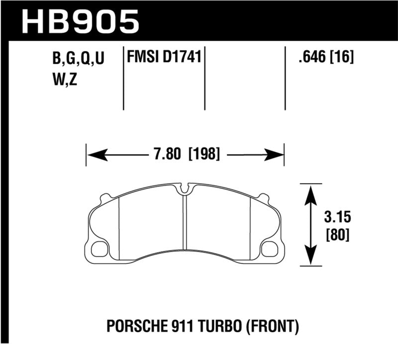 Hawk 14-18 Porsche 911 Performance Ceramic Street Front Brake Pads Hawk Performance Brake Pads - Performance  AXOPROS