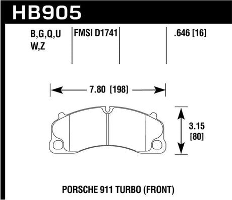 Hawk 14-18 Porsche 911 Performance Ceramic Street Front Brake Pads Hawk Performance Brake Pads - Performance  AXOPROS