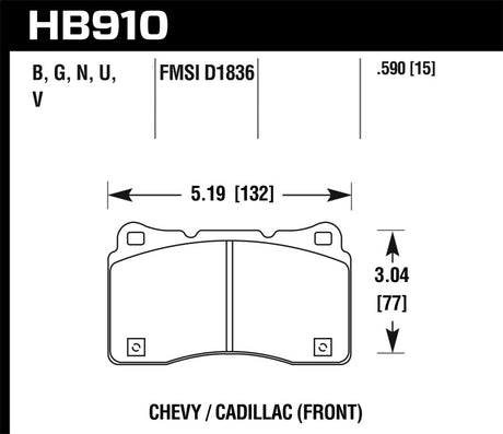 Hawk 15-16 Cadillac XTS / Chevrolet Corvette DTC-60 Front Brake Pads Hawk Performance Brake Pads - Racing  AXOPROS