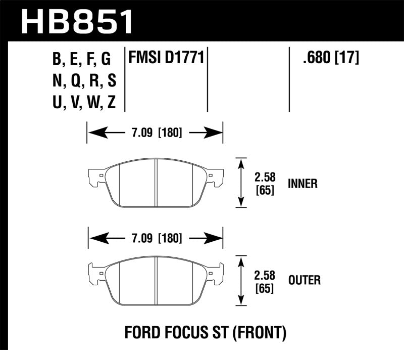 Hawk 15-16 Ford Focus ST Performance Ceramic Street Brake Pads Hawk Performance Brake Pads - Performance  AXOPROS