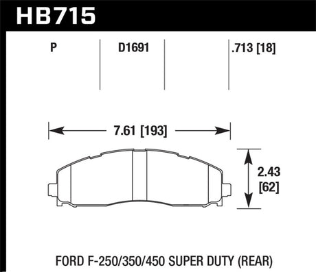 Hawk 15-17 Ford F-250/350 LTS Street Rear Brake Pads Hawk Performance Brake Pads - OE  AXOPROS