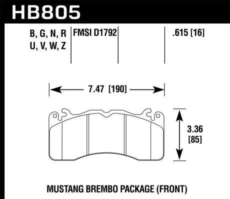Hawk 15-17 Ford Mustang Brembo Package DTC-60 Front Brake Pads Hawk Performance Brake Pads - Racing  AXOPROS