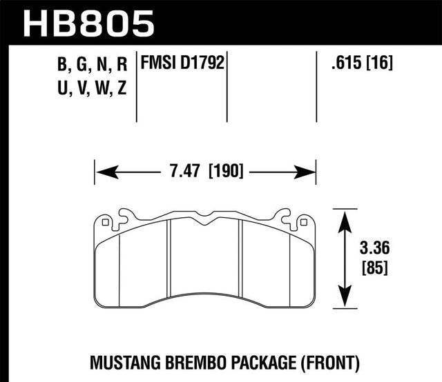 Hawk 15-17 Ford Mustang Brembo Package HP Plus Front Brake Pads Hawk Performance Brake Pads - Performance  AXOPROS