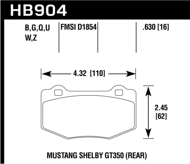 Hawk 15-17 Ford Mustang DTC-60 Compound Rear Brake Pads Hawk Performance Brake Pads - Racing  AXOPROS