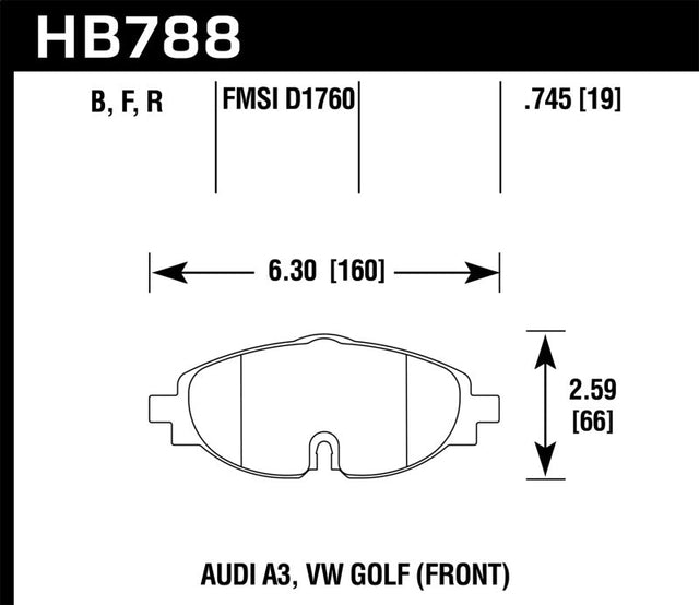 Hawk 15-17 VW Golf / Audi A3/A3 Quattro Front High Performance Brake Pads Hawk Performance Brake Pads - Performance  AXOPROS