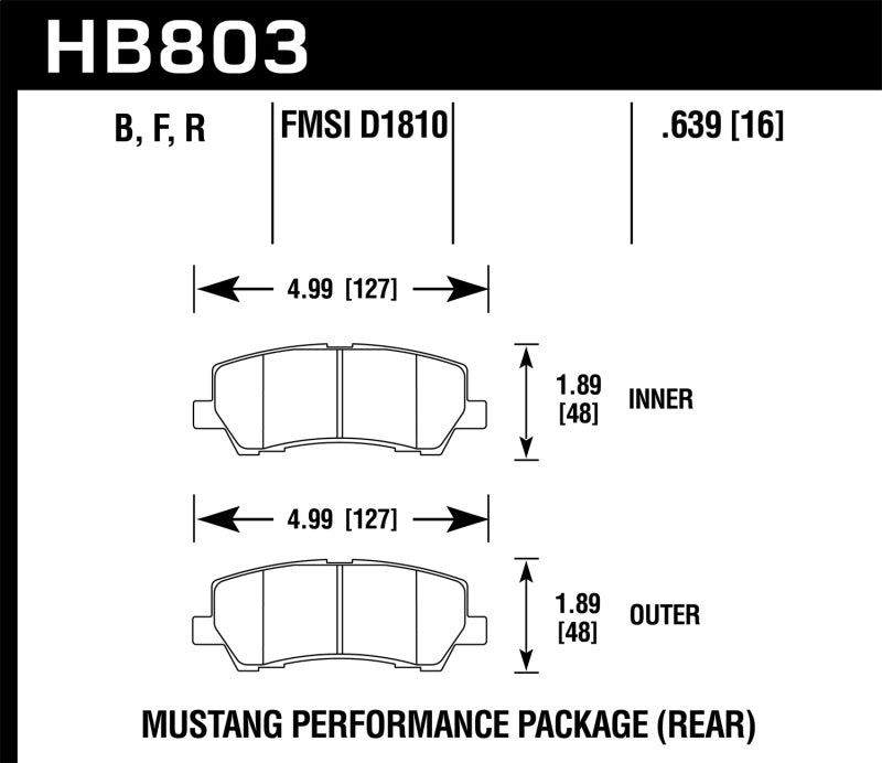 Hawk 16-17 Ford Mustang Brembo Package HPS 5.0 Rear Brake Pads Hawk Performance Brake Pads - Performance  AXOPROS