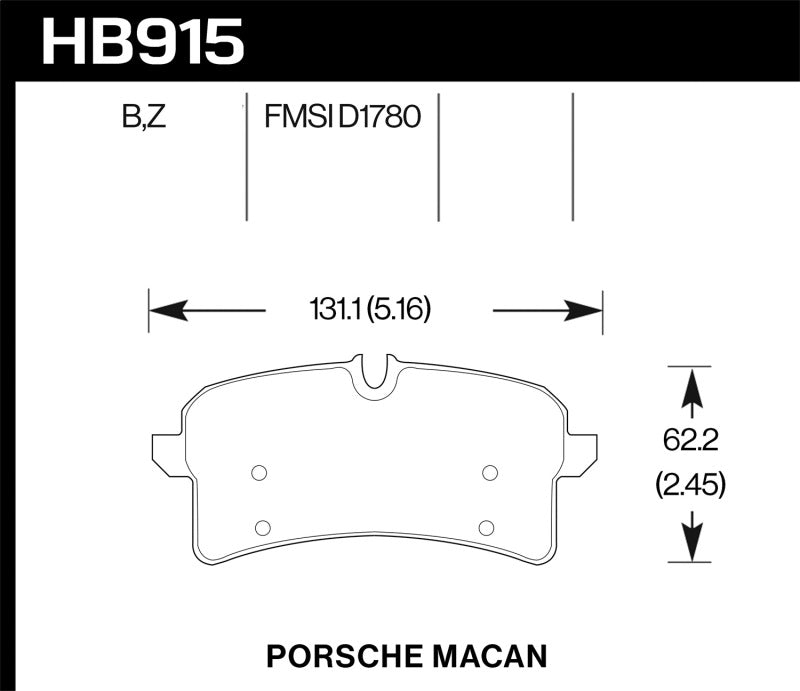 Hawk 16-18 Porsche Macan HPS 5.0 Street Rear Brake Pads Hawk Performance Brake Pads - Performance  AXOPROS