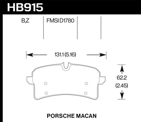 Hawk 16-18 Porsche Macan HPS 5.0 Street Rear Brake Pads Hawk Performance Brake Pads - Performance  AXOPROS