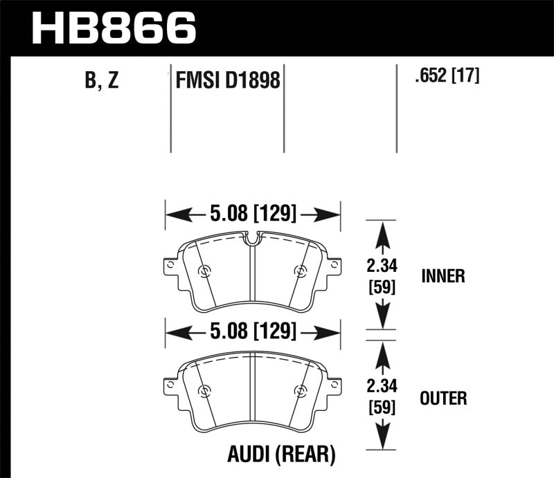 Hawk 17-19 Audi A4 / 18-19 Audi A5 Performance Ceramic Street Rear Brake Pads Hawk Performance Brake Pads - Performance  AXOPROS
