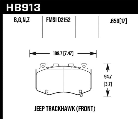 Hawk 18-19 Jeep Grand Cherokee Trackhawk DTC-60 Front Brake Pads Hawk Performance Brake Pads - Racing  AXOPROS