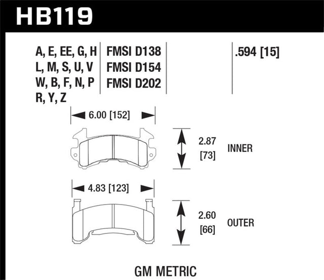 Hawk 1978-1979 Buick Century Custom HPS 5.0 Front Brake Pads Hawk Performance Brake Pads - Performance  AXOPROS