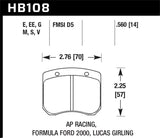 Hawk 1984-1986 Alfa Romeo GTV-6 2.5 HPS 5.0 Front Brake Pads Hawk Performance Brake Pads - Performance  AXOPROS