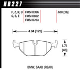 Hawk 1992-1998 BMW 318i HPS 5.0 Rear Brake Pads Hawk Performance Brake Pads - Performance  AXOPROS