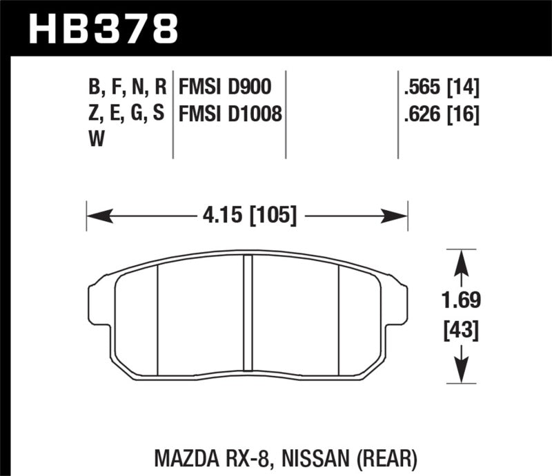Hawk 2001-2001 Infiniti G20 (Made On or After 12-1-01) HPS 5.0 Rear Brake Pads Hawk Performance Brake Pads - Performance  AXOPROS