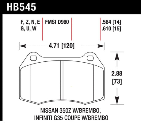 Hawk 2003-2004 Infiniti G35 (w/Brembo Brakes) HPS 5.0 Front Brake Pads Hawk Performance Brake Pads - Performance  AXOPROS