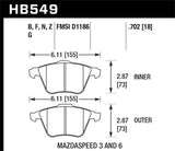 Hawk 2007-2013 Mazda 3 Mazdaspeed HPS 5.0 Front Brake Pads Hawk Performance Brake Pads - Performance  AXOPROS