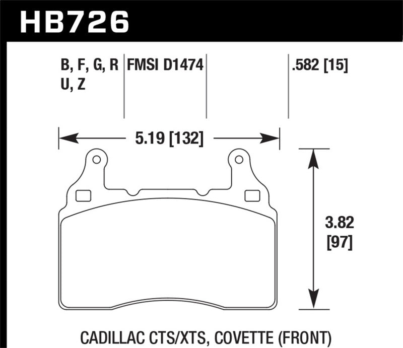 Hawk 2014 Chevrolet Corvette HPS 5.0 Front Brake Pads Hawk Performance Brake Pads - Performance  AXOPROS