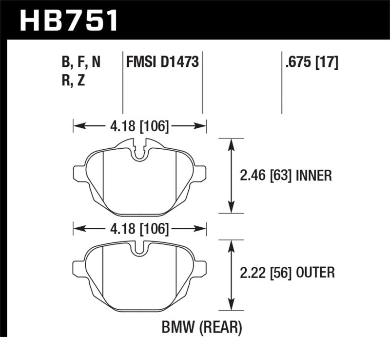 Hawk 2015 BMW 428i Gran Coupe / 11-16 535i / 11-16 X3/X4 HPS 5.0 Rear Brake Pads Hawk Performance Brake Pads - Performance  AXOPROS