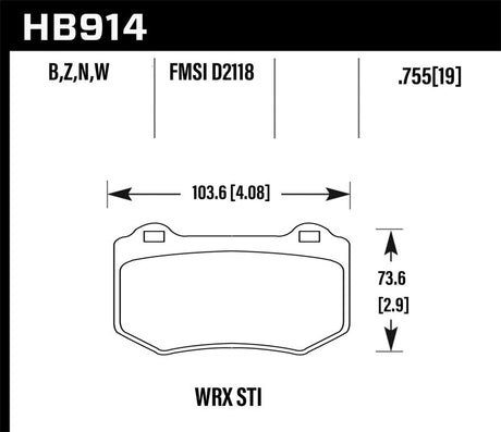 Hawk 2018 Subaru WRX STI Performance Ceramic Street Brake Pads Hawk Performance Brake Pads - Performance  AXOPROS
