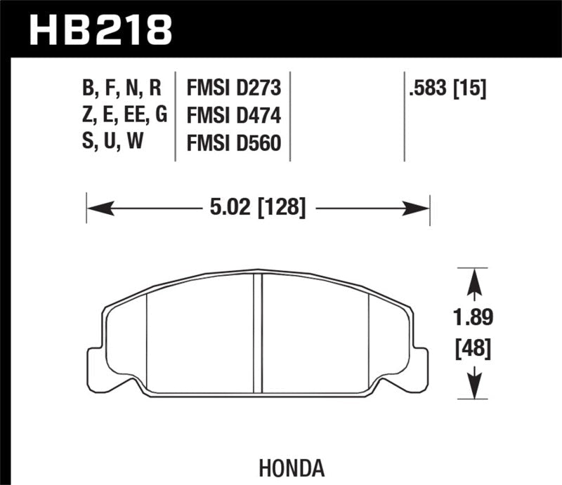 Hawk 84-85 Honda Accord / 88-00 Civic / 88-91 CRX 15mm DTC-60 Front Race Brake Pads Hawk Performance Brake Pads - Racing  AXOPROS