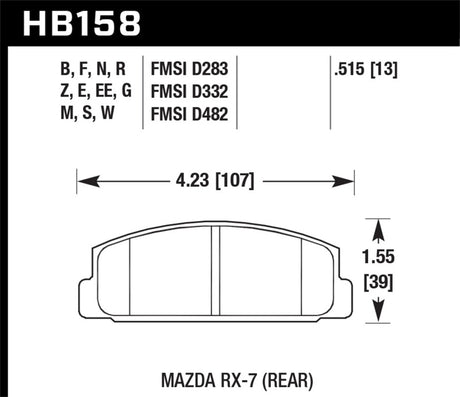 Hawk 84-91 Mazda RX-7 / 03-05 Mazda 6 Blue 9012 Race Rear Brake Pads Hawk Performance Brake Pads - Racing  AXOPROS