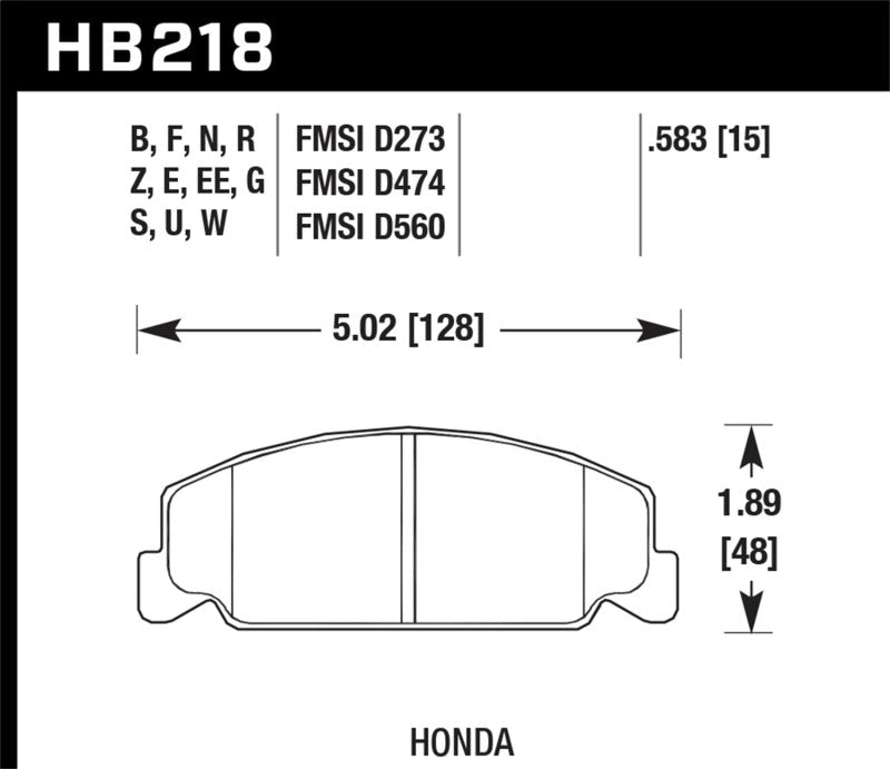 Hawk 88-89 Civic Si / 92-00 Civic CX / 88-00 DX / 98-00 GX HPS Street  Front Brake Pads Hawk Performance Brake Pads - Performance  AXOPROS