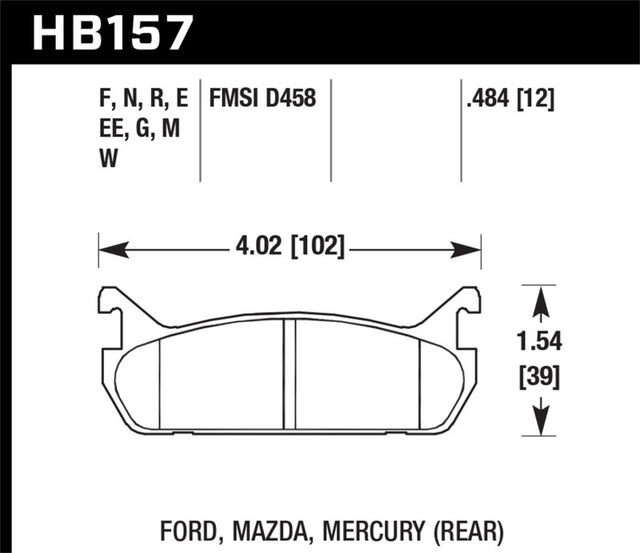 Hawk 89-93 Miata HPS Street Rear Brake Pads (D458) Hawk Performance Brake Pads - Performance  AXOPROS