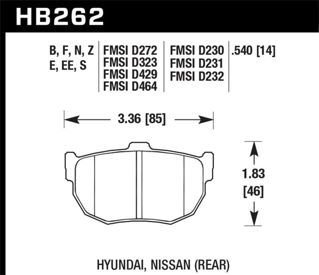 Hawk 89-97 Nissan 240SX SE HPS Street Rear Brake Pads Hawk Performance Brake Pads - Performance  AXOPROS