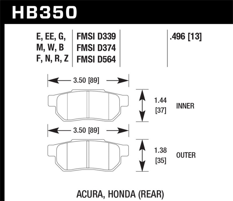 Hawk 90-01 Acura Integra (excl Type R) / 98-00 Civic Coupe Si DTC-60 Race Rear Brake Pads Hawk Performance Brake Pads - Racing  AXOPROS