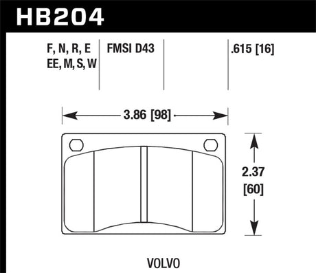 Hawk 90-93 Volvo 240 DTC-30 Front Race Pads Hawk Performance Brake Pads - Racing  AXOPROS